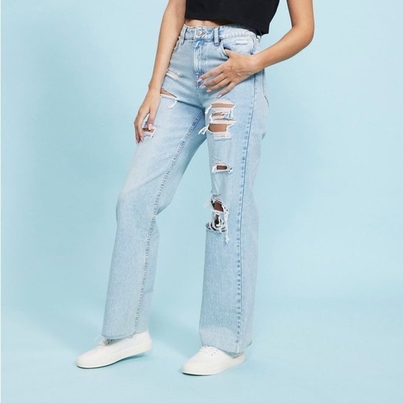 Aeropostale • high rise, wide leg destroyed denim jeans - Picture 1 of 14
